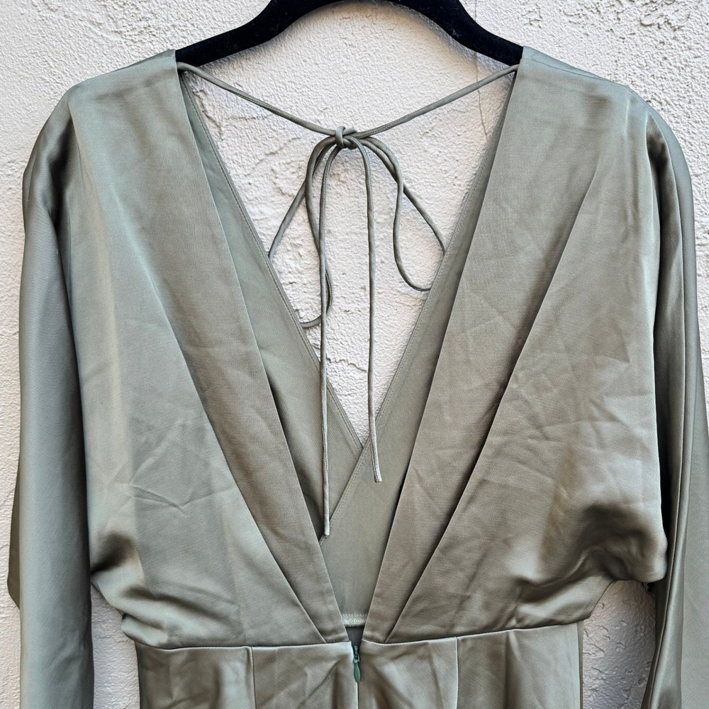 Significant Other NEW Women Sage Draped Deep VNeck Maxi Dress SZ 4 Wedding Glam - Picture 7 of 9